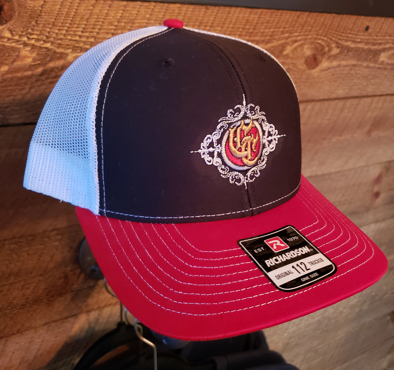 Gold City Hat – Black w/ White Mesh, Red Bill & Color Logo – Gold 